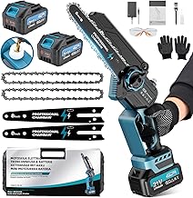 Mini Kettensäge 8 Zoll mit 2 Akkus, 8000mAh/21V Batterien Handkettensäge, 1200W Bürstenlose Ei…
