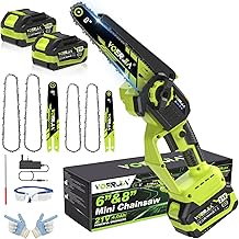 VOERJIA Akku Kettensäge 21V, Mini Kettensäge 6 & 8 Zoll mit automatischer Kettenschmierung, 2x …
