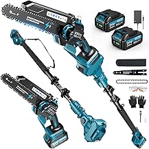 2-in-1 Mini Kettensäge 8 Zoll mit Teleskopstange, 1200W Bürstenlose Teleskop Kettensäge mit 2 …