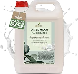 Natursache Latexmilch, 5l Kanister, Flüssiglatex geeignet für Maskenherstellung Make-up Formenb…