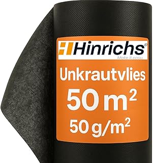 Hinrichs Unkrautvlies 50m – Gartenvlies gegen Unkraut – Unkraut Folie für Garten 50g/m² – Mulch…