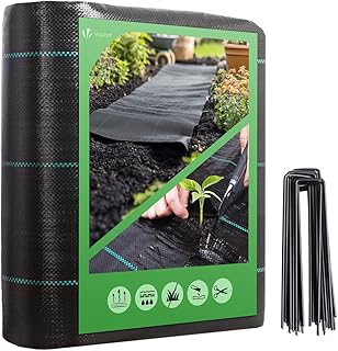 VOUNOT® Unkrautvlies 2x10m mit 30 Bodenanker, Reißfestes Gartenvlies Wasserdurchlässig, Mulchf…