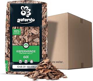 GALAMIO Rindenmulch Kiefer Grob 20-60 mm – 60L – unbehandelter, natürlicher Bodenschutz