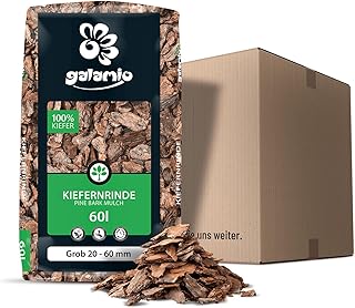 GALAMIO Rindenmulch Kiefer Grob 20-60 mm – 60L – unbehandelter, natürlicher Bodenschutz
