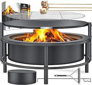 KESSER® Feuerschale mit Grillrost Ø65cm Feuerkorb 0,6mm Kaltveredelter Stahl | Mobile Feuertonn…
