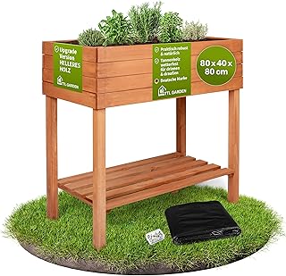 TTL GARDEN 80x40x80cm Balkon Hochbeet Siena M – aus Holz mit Ablageboden & | Folie Pflanzkasten &…