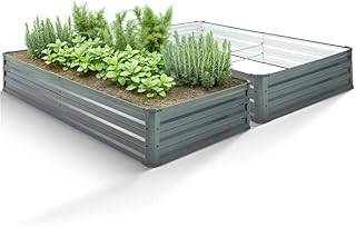 Arebos Hochbeet Metall 2er Set 180x90x30 cm | Gartenbeet aus verzinktem Stahl | Pflanzbeet wetter…