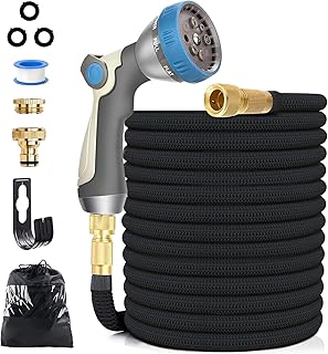 15M/50FT Flexibler Gartenschlauch, Wasserschlauch Dehnbar mit 8 Modi Wassersprühpistole, Adapter…