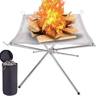 Tragbare Feuerstelle für den Außenbereich, 41 cm, Camping-Feuerstelle, faltbar, Stahlgeflecht, …