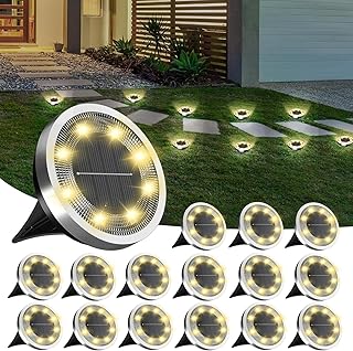 FLOWood 16 Stück Solar Bodenleuchten Aussen, 3000K Warmweiß Solarleuchten für Garten Außen mi…