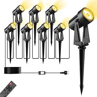 LED Gartenbeleuchtung mit Strom mit Remote,28M/92FT 8er-1 Set,2000LM 2Wx8 Gartenstrahler 27V COB …