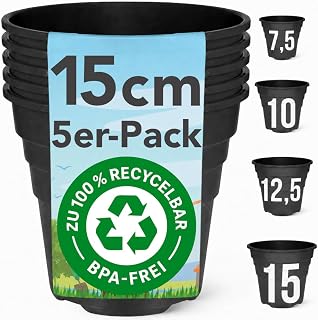 Blumentöpfe & Pflanztöpfe aus Kunststoff 15 cm – Anzuchttöpfe – 5er Pack – Pflanzentopf …