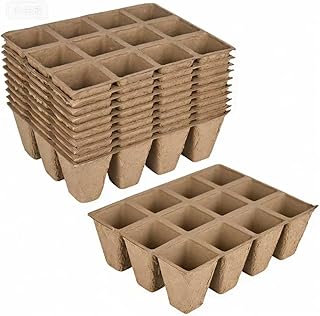 Anzuchttöpfe 4 x 4 cm, Abbaubare Sämlingstöpfe 120 Zellen, Pflanztopf Saatschalen Zellstoff Ke…