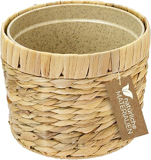 HMF Innovativer Blumentopf geflochten aus Wasserhyazinthe, mit Pflanztopf aus nachhaltigen Rohsto…