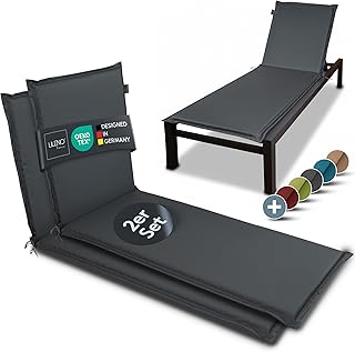 LILENO HOME Anthrazit Gartenliegen Auflage als 2er Set – Rollliege (188x60x5cm) MIA
