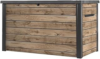 Keter Gartenbox Ontario 870L | 147x83x86 cm | Kunststoff in Holzoptik | Deckel mit Gasdruckfedern…