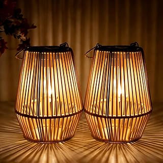 Solar Laternen für Außen Rattan Solarlampen für Außen Hängend Balkon Deko | 2 Stück IP65 Wa…