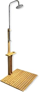 Holzdusche Garten 221cm Außendusche mit Bodenplatte Wetterfest Gartendusche | BURI Gartendusche …