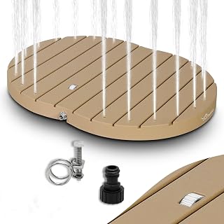 CCLIFE Gartendusche Bodendusche Outdoor Außendusche Holzfarbe | Dusche Mit Fußrad,Material PP,F…