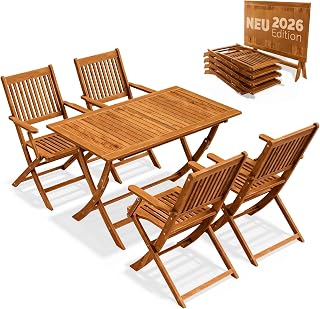 Casaria® Gartenmöbel Set Modell 2026 – NEU: Extra Stabiler Tisch mit umlaufender Verstärkungsl…