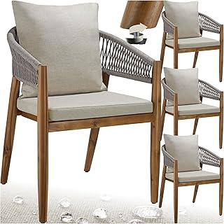 tectake® Gartenmöbel Set, Gartenstuhl Holz Rope Design, Balkon Sessel, Outdoor Möbel, Gartenst…