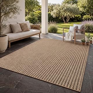 Taracarpet In- & Outdoor Teppich Wohnzimmer im Boho Jute-Look wetterfest für Balkon, Terrasse, W…