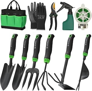 Velway Gartenwerkzeug Set 11 Stück – Gartengeräte aus Edelstahl, Robuste Handwerkzeuge mit ergo…