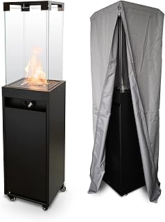 Planika – Faro – Terrassenheizer Gas schwarzer, 8kW tragbarer und freistehender, Propan Heizpil…