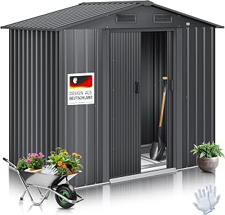 KESSER® XL Metall Gerätehaus 4,2m³ mit Fundament | Inkl. Arbeitshandschuhe | 195x131x186cm | 2…
