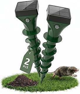 Maulwurf Vertreiber 2er Set, Maulwurfschreck Abwehr gegen Wühlmäuse, Schlangen & Nagetiere, IP6…