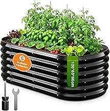 120x60x60 cm Hochbeet Metall – 6-in-1 Pflanzbeet Hochbeete für Garten | Wellblech oval Wetterfes…