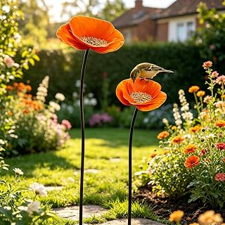 Gartenstecker 2 Stück Gartenstecker Vogeltränke Winterfest Insektentränke Vogeltränke Blume,O…