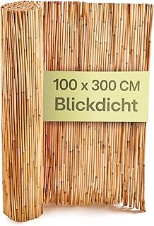 Praknu Schilf Sichtschutz Balkon Holz 100×300 cm – Schilfrohrmatte – Zaun | Blickdicht & wett…
