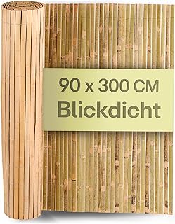 Praknu Bambus Sichtschutz Balkon Holz 90×300 cm – Gartenzaun – blickdicht | Wetterfest & sich…