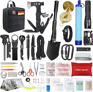 Außen Notfall Survival Kit mit Erste Hilfe Set, WayinTop 180PCS Survival Ausrüstung mit Wasserf…