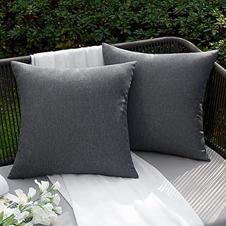 EMEMA Wetterfest Kissenbezug 40×40 Outdoor Wasserdicht Dunkelgrau | Wasserfest Sofakissen Dekokis…