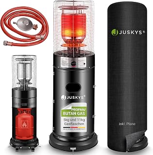 Juskys® Outdoor Heizstrahler Cuna mit 11 kW Gas-Brenner – Heizpilz Terrassenheizer mit Gas für …