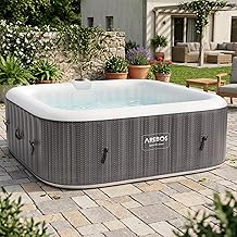 Arebos Spa Whirlpool 2400W | In-Outdoor Pool | für 6 Personen 185x185cm | 130 Massagedüsen, 910…